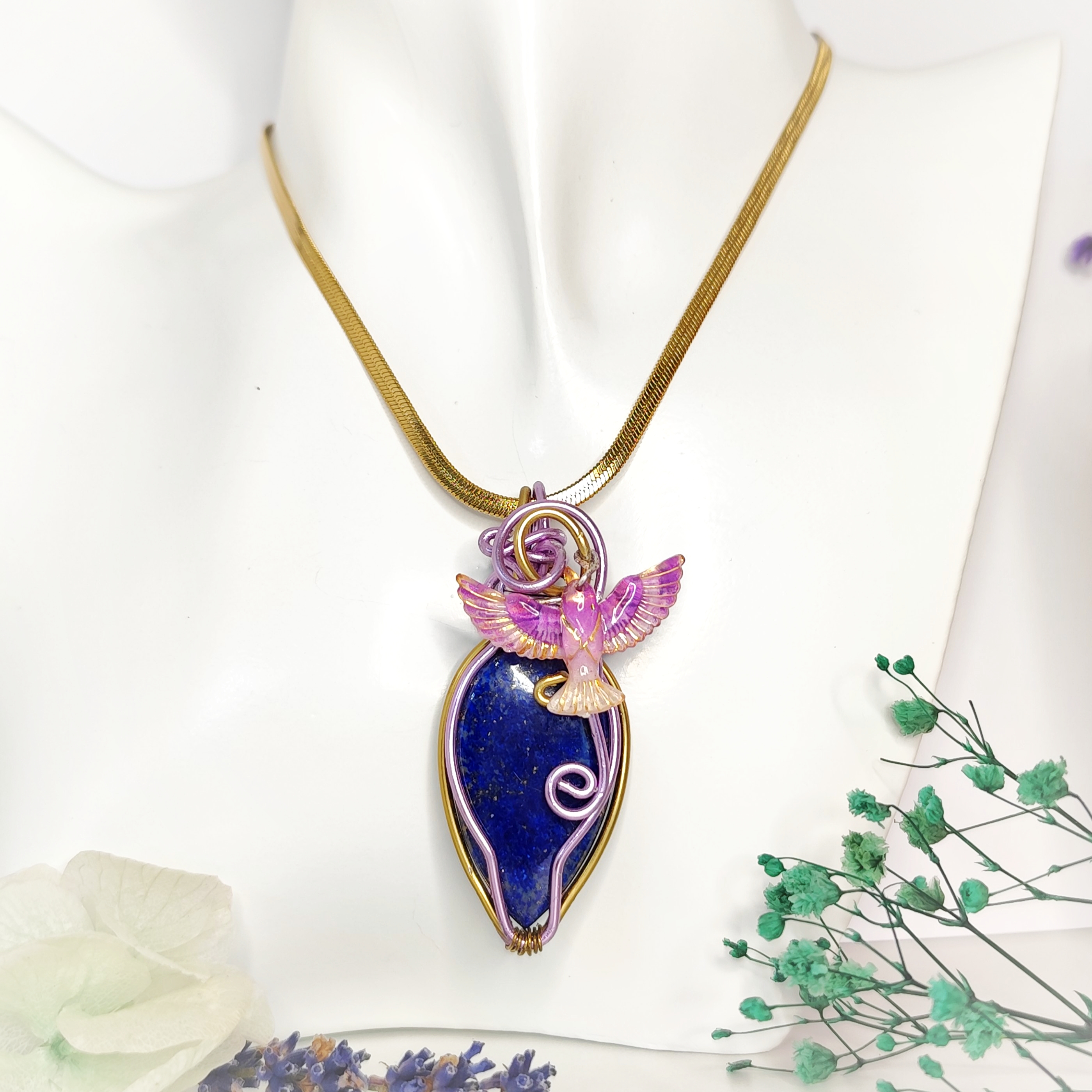 Collier phénix Lapis lazuli