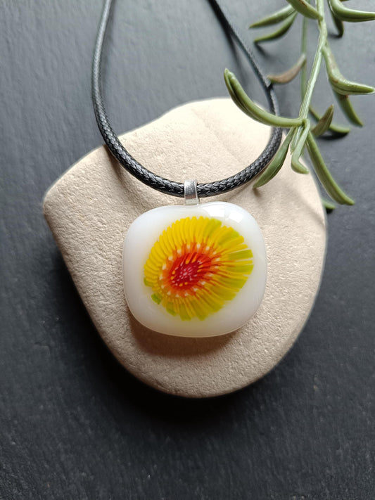 Handmade Fused Glass Pendant Necklace - Flower Jewelry - Letterbox Gift for her