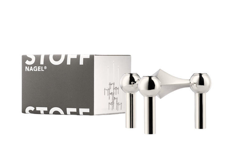 Bougeoir STOFF Nagel chrome et sa boîte