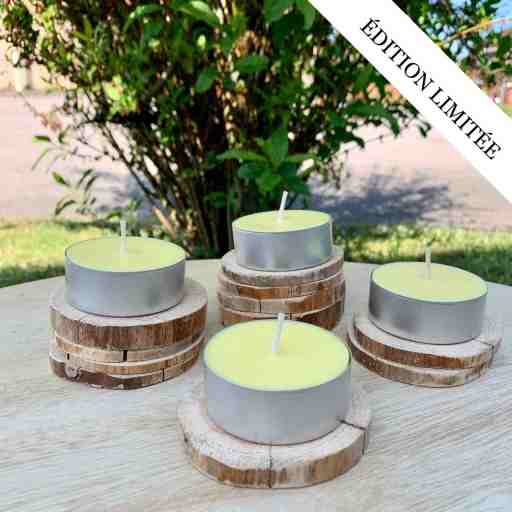 Lot de 4 bougies anti moustique chauffe plat en cire naturelle a la citronnelle et au gÃ©ranium