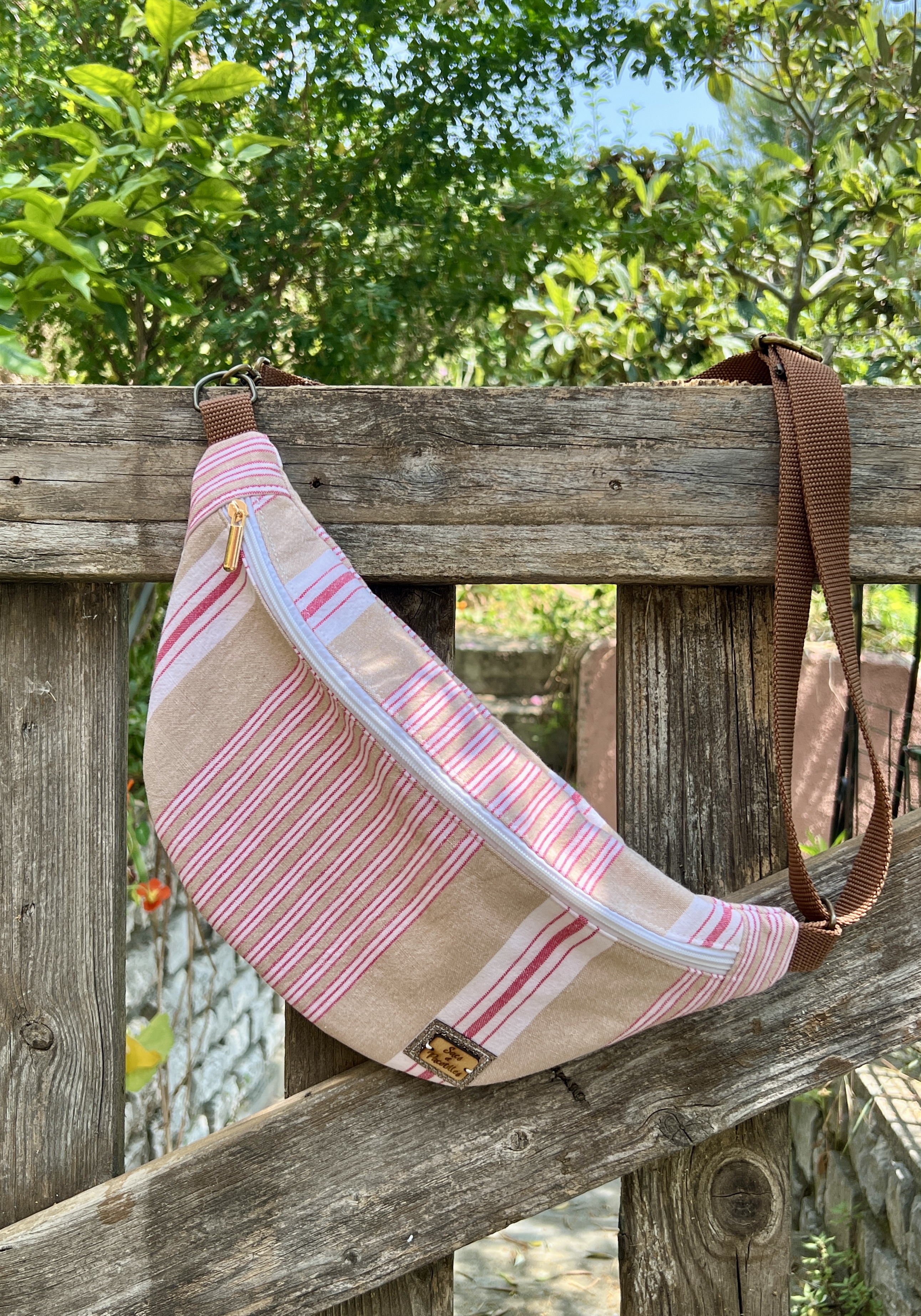 Sac banane en coton tissé main