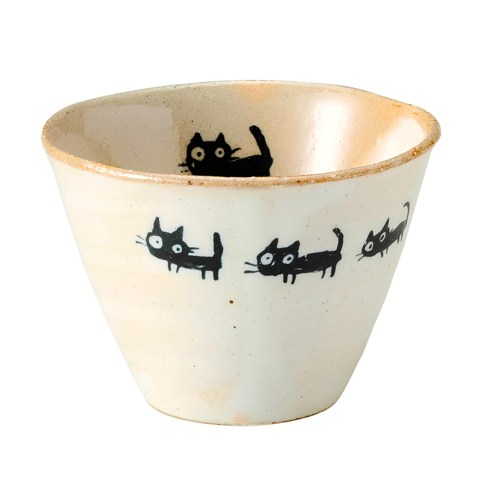 Tasse japonaise artisanale Kuro Neko Osanpo