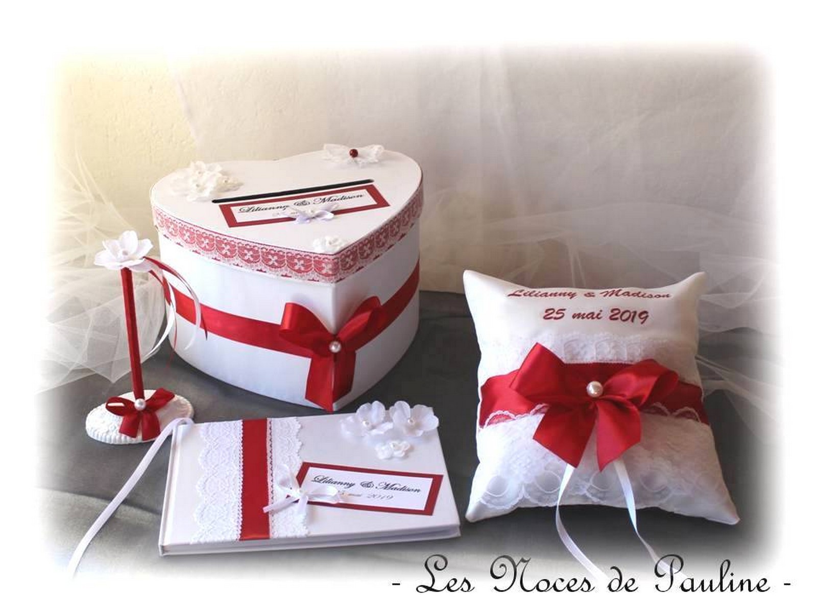 Ensemble urne livre d'or rouge