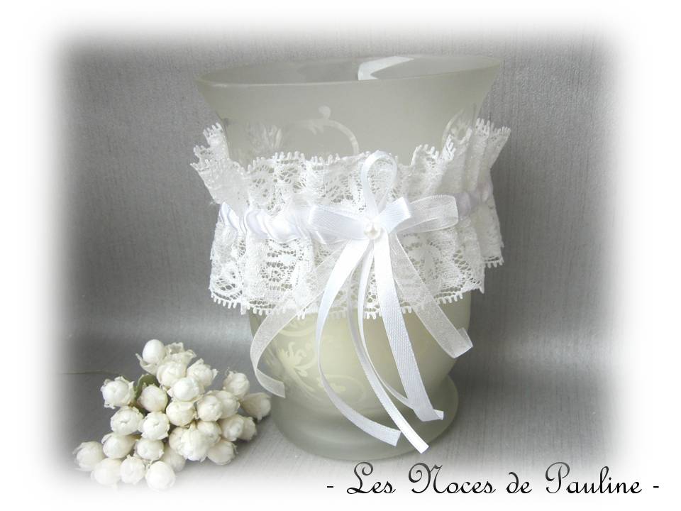 Jarretière dentelle blanche sur mesure