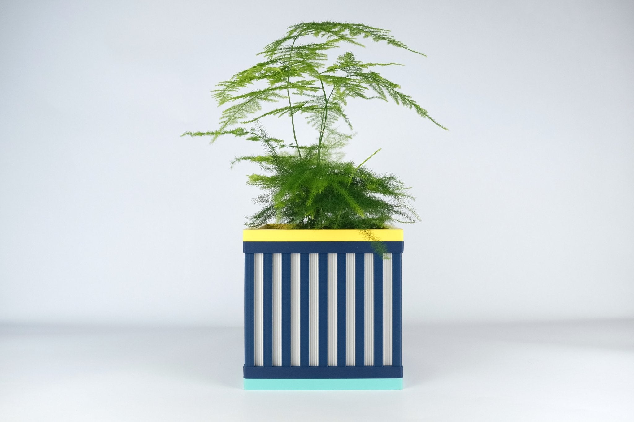 Le Cube N°1 - Cache-pot ⌀12 cm - Marine/Blanc - Les Arcadiens
